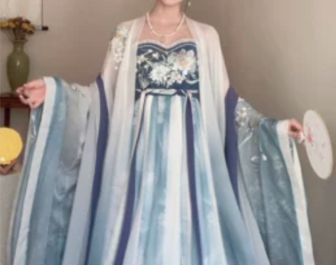 九华殿原创汉服女浮烟幻梦唐制诃子裙一片式国...