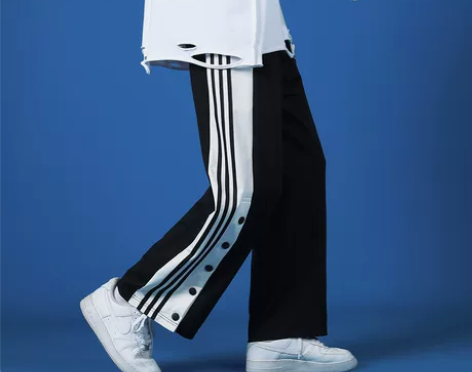 排扣裤子男夏季薄款高街潮流休闲运动九分裤直...