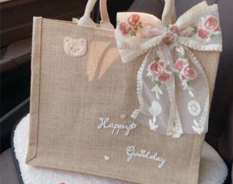 无印MUJI同款黄麻袋折叠环保购物袋日式简...