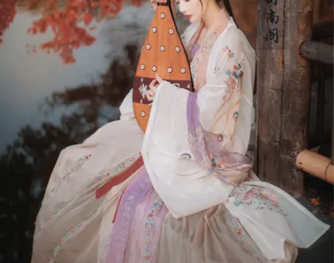 司南阁原创【花凰】汉服女绣花对襟衫裙 紫色...