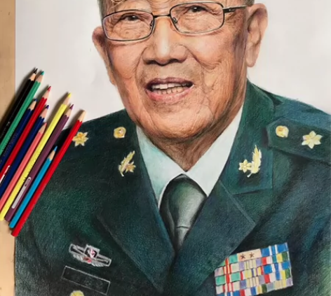 纯手工彩铅画：《肝胆专家吴孟超》 4开画纸...