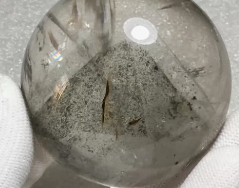 天然水晶包裹立体金字塔水晶球摆件 晶体通透...