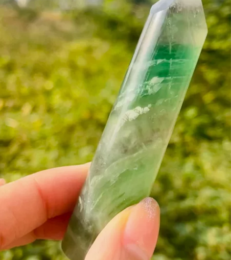 NJ304天然绿萤石圆形柱子 形状稀少 颜...