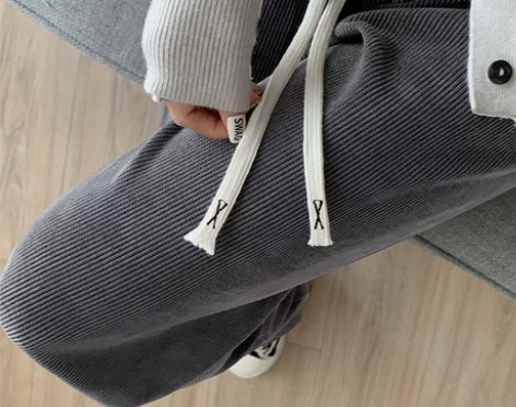 阔腿裤女2022年新款休闲雪尼尔直筒拖地加...