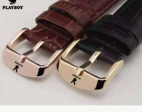 花花公子手表带真皮牛皮表带蝴蝶扣男女原装款...