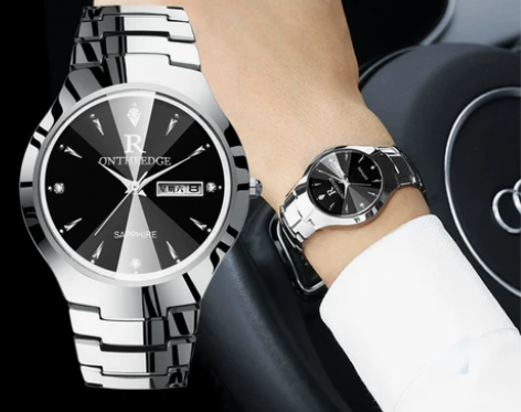 正品钨钢男士手表男表石英女表防水商务超薄女...