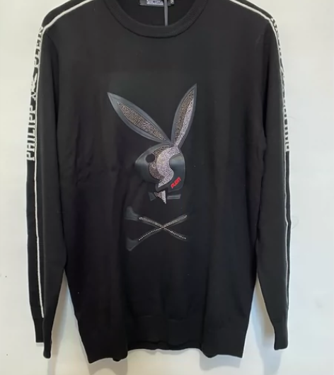 全新花花公子烫钻羊毛衫男士毛衣秋冬新款半高...