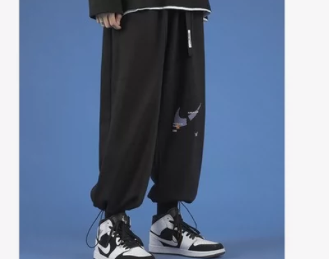 春秋季薄款裤子男韩版百搭抽绳运动卫裤潮牌直...