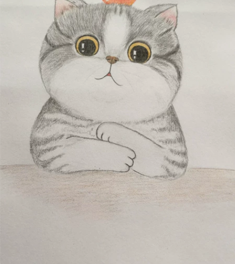 手绘，猫咪，彩铅画加菲猫8K 感兴趣的话点...