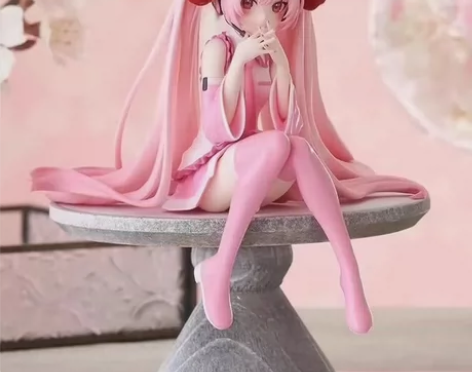 初音未来手办坐姿樱花初音泡面压车载机箱摆件...