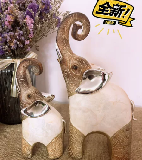 树脂材质工艺品，贝壳象，吉祥如意，10*5...