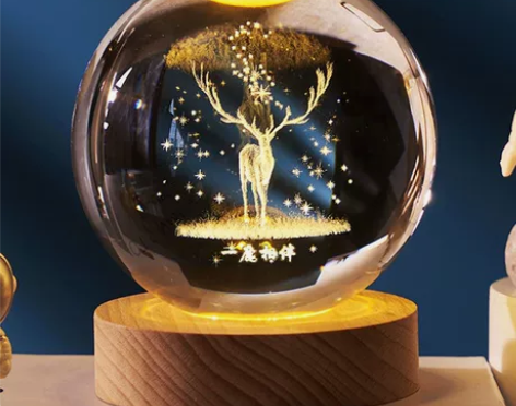 水晶球小夜灯床头台灯卧室睡眠灯创意女生节礼...