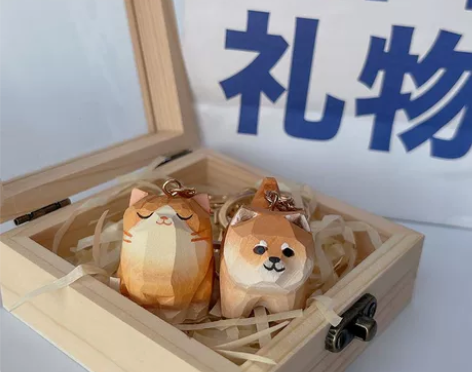 柴犬橘猫木雕礼品手工可爱桌面小摆件生日礼物...