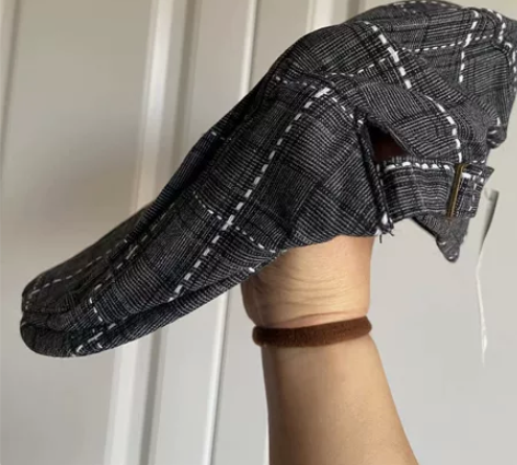 红蜻蜓英伦复古鸭舌帽子 男士格纹前进帽春秋...