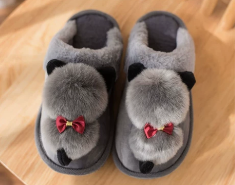 【加绒加厚棉拖鞋】冬季可爱背影猫卡通加厚毛...