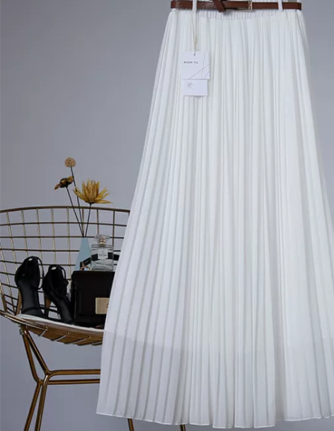 百褶裙 百褶裙短裙雪纺纯色半身裙中长款长裙