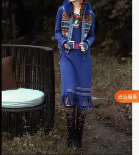 两人故事原创设计民族风连衣裙中长名族风文艺...