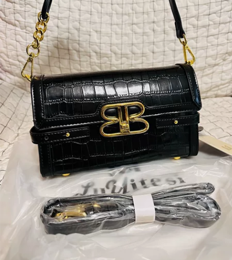 Luyitesi石头纹定型皮包高级感轻奢链...