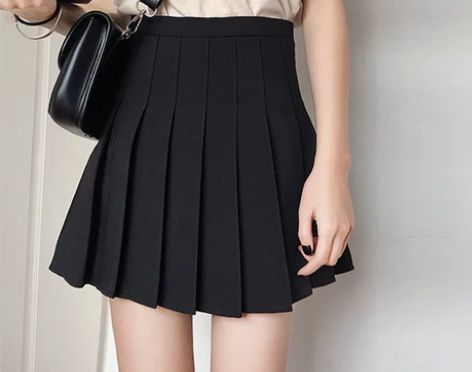黑色百褶裙半身裙女夏高腰显瘦百搭日系港风a...