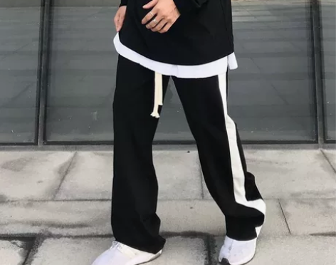 oversize高街风直筒撞色裤子嘻哈in...