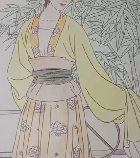 彩铅描画50*85厘米大尺寸仕女图普通纸便...