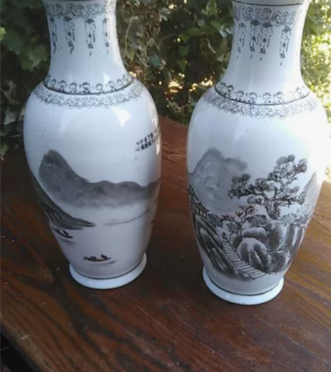 567墨彩花瓶一对，中国景德镇，made....