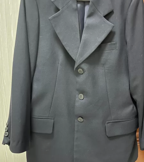 闲置男士西装羊毛桑蚕丝混纺深蓝色，175/...