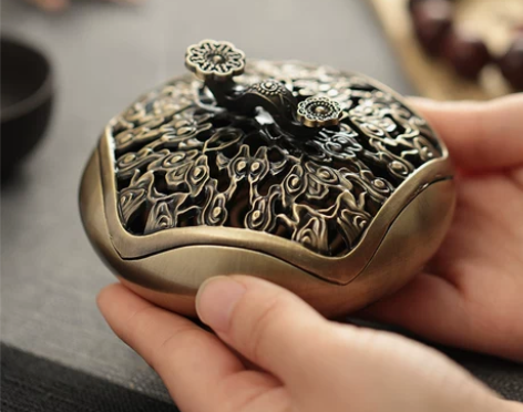 复古如意盘香炉家用室内香薰炉檀香茶道艾香摆...