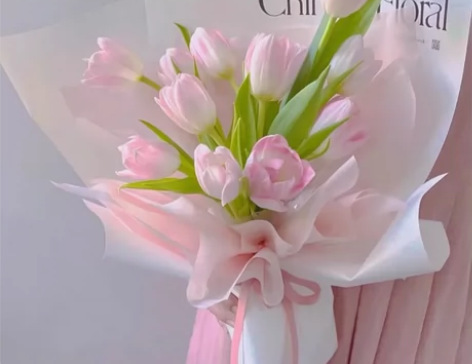 郁金香花束白粉生日配送鲜花速递同城成都店 ...