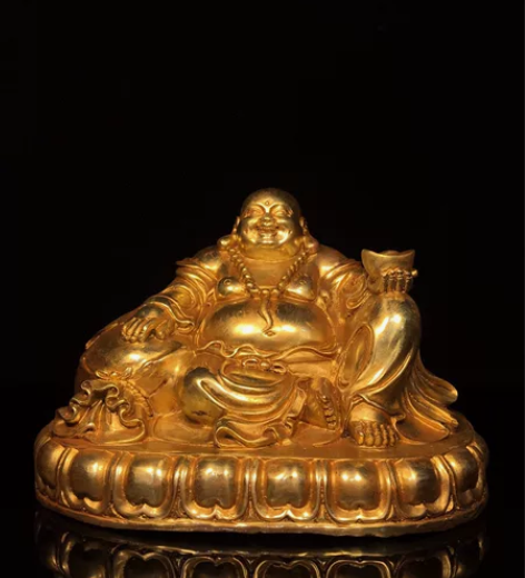 铜鎏金弥勒佛佛像,工艺精美,包浆厚重,尺寸...