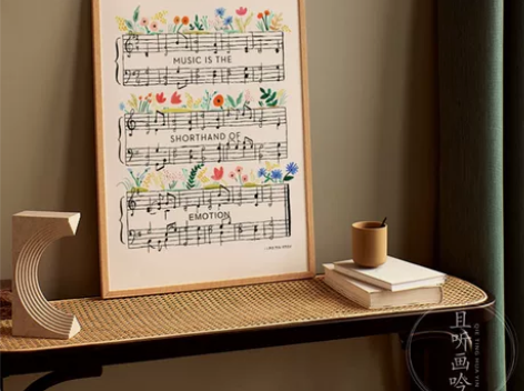列夫托尔斯泰名言挂画钢琴房音乐装饰画乐谱五...