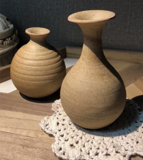 茶室禅意陶器插花中式干花陶罐 古朴粗犷侘寂...