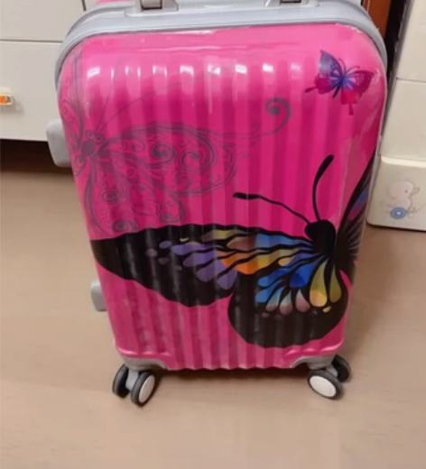 ?soo 韩国可爱蝴蝶铝框拉杆箱万向轮行李...