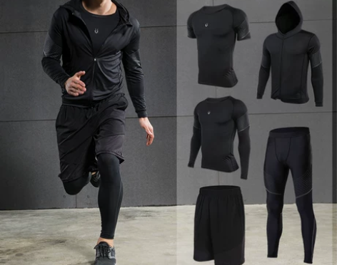 健身房运动服套装男紧身衣跑步服晨跑训练篮球...