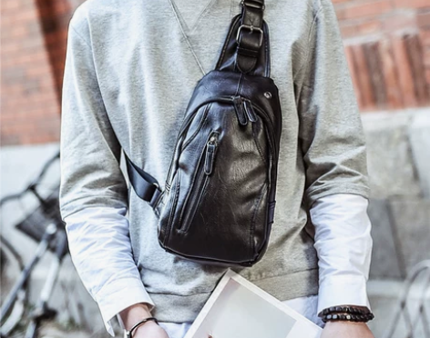 新款休闲胸包男韩版腰包皮质小包包男士斜挎包...