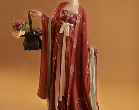 桔屿唐制复原原创汉服连衣裙汉元素女吊带裙古...