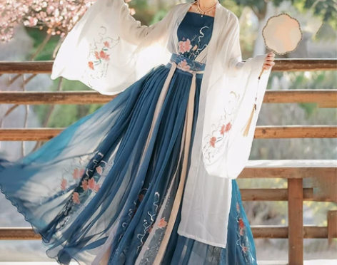 汉服女中国风超仙古装改良版齐腰广袖含娇连衣...