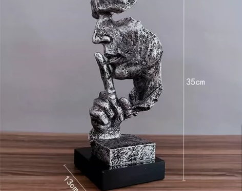 沉默是金 抽象工艺品创意北欧雕塑摆件复古办...