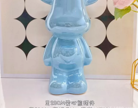 轻奢暴力熊摆件高档陶瓷客厅玄关电视柜酒柜存...