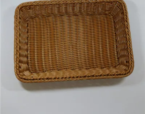 仿藤编水果篮子面包篮超市零食收纳篮塑料蔬菜...