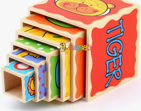 外单智力六层几何形状套盒积木 数字字母益智...
