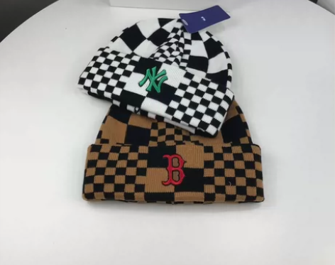 MLB毛线帽男女套头针织帽子秋季新款NY休...