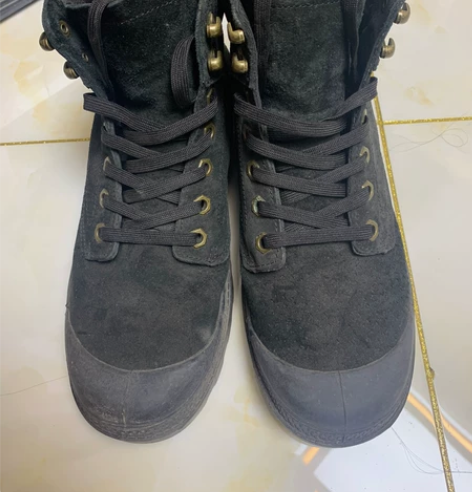 固特异单鞋，43码，黑色翻毛皮鞋，高帮靴子...