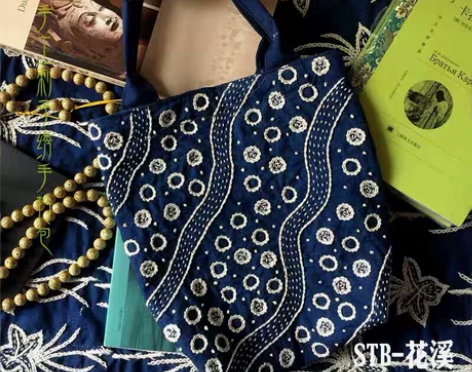 手工刺子绣包单肩布包休闲包原创全新 面料：...