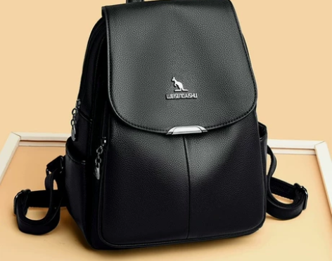 真皮袋鼠双肩包女新款时尚旅游背包女士软皮包...