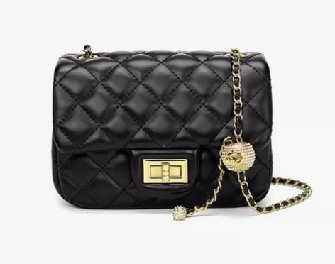 秋冬小香风真皮方胖子时尚菱格链条斜挎包 感...