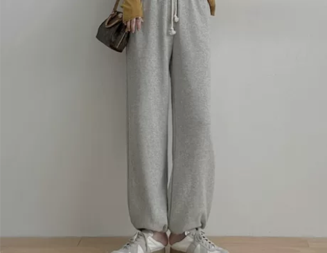 木品/高腰显瘦灰色休闲运动裤女2021新款...