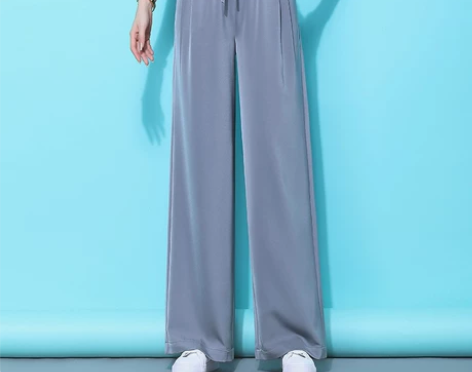 铜氨丝阔腿裤女夏高腰垂感直筒冰丝三醋酸缎面...