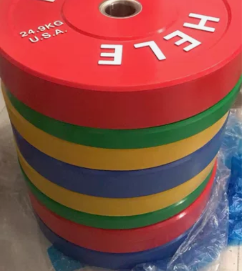 全胶彩色片惊爆价处理！抗摔健身房杠铃片 彩...