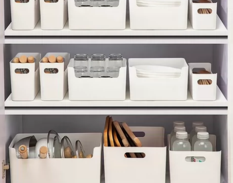 日式厨房塑料直角收纳盒浴室卫生间储物盒桌面...